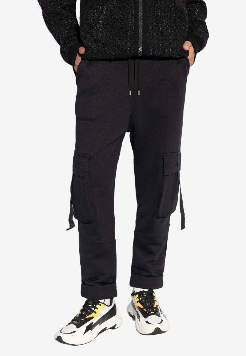 Balmain Logo Lettering Cargo Track Pants Black DH1OB190 GD84-EAC