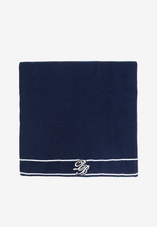 Balmain PB Patch Wool Scarf Blue DH1XG021 KC65-SJZ