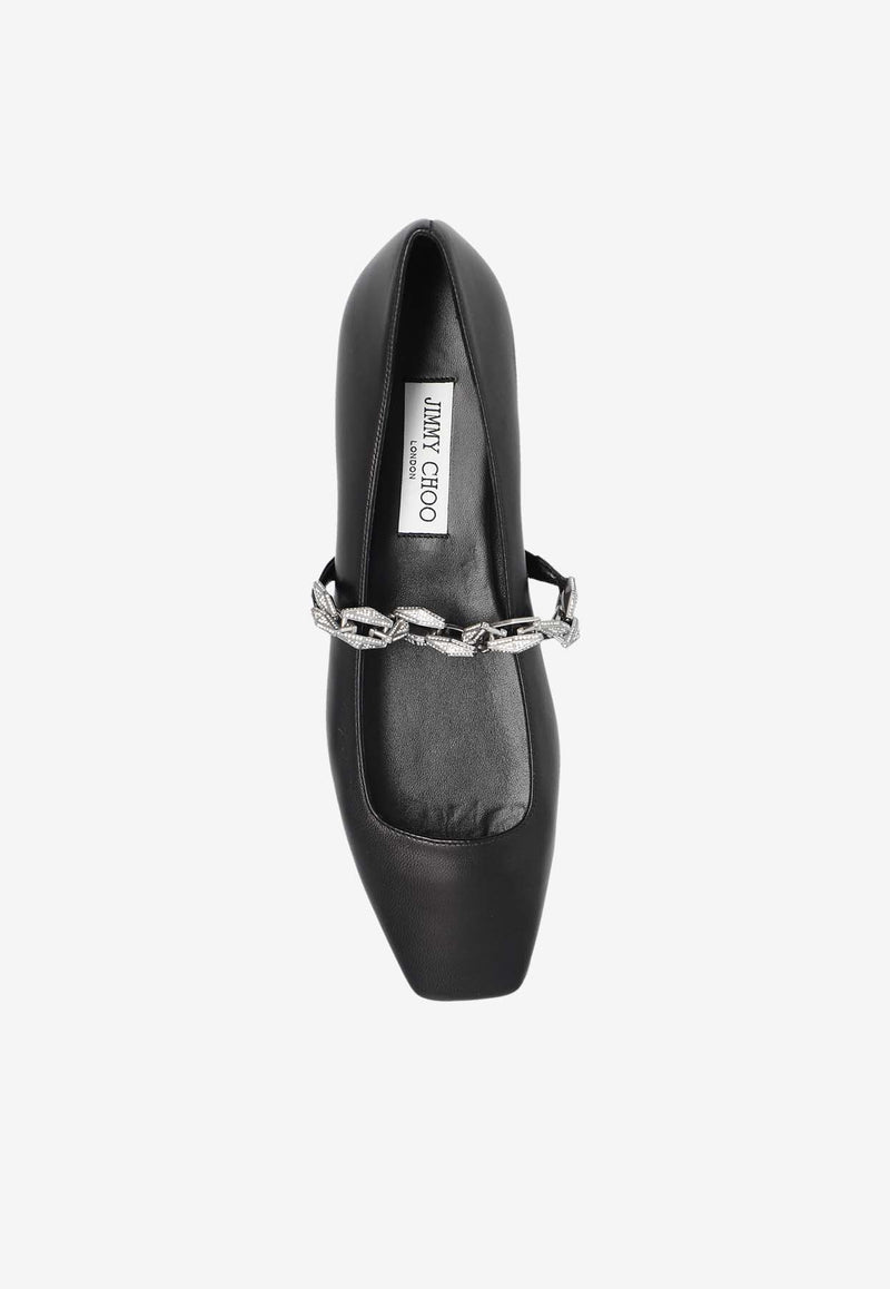 Jimmy Choo Diamond Tilda Nappa Leather Ballet Flats Black DIAMOND TILDA FLAT BYD-BLACK CRYSTAL