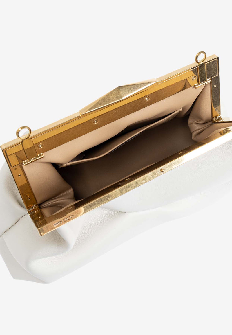 Jimmy Choo Small Diamond Frame Calf Leather Clutch Latte DIAMOND FRM CLUTCH S SOC-LATTE GOLD