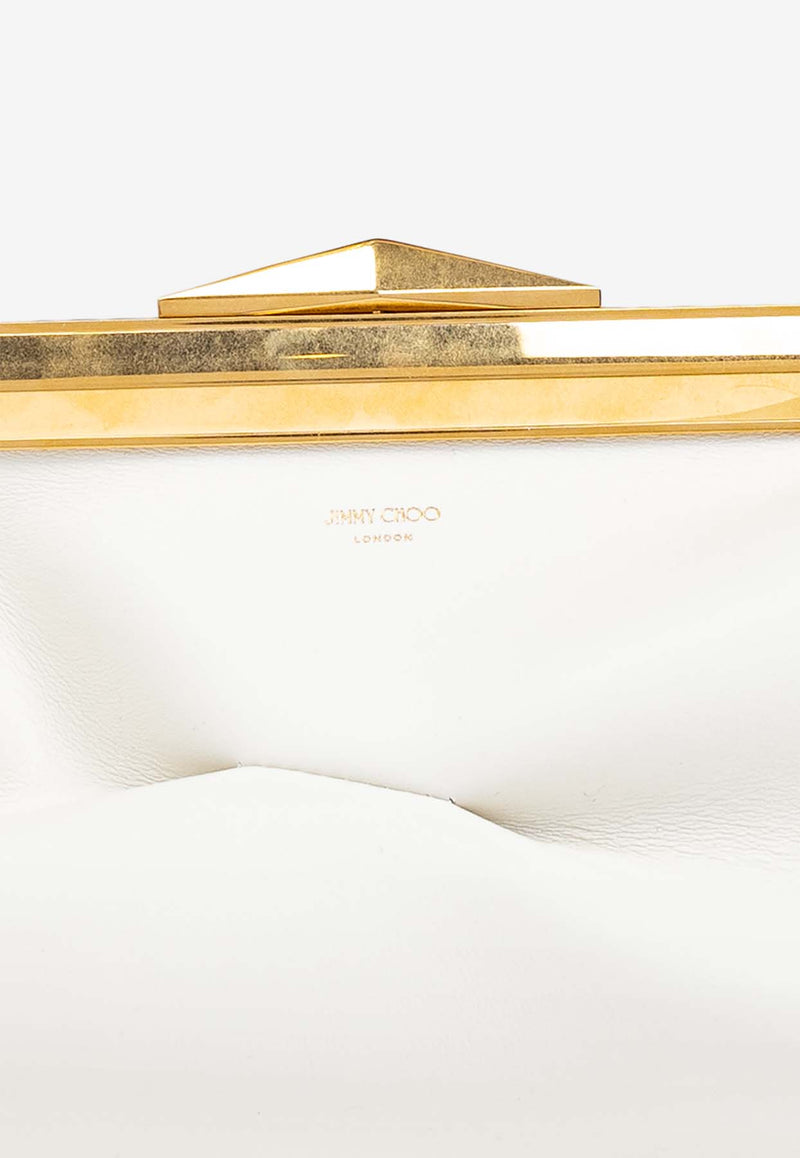 Jimmy Choo Small Diamond Frame Calf Leather Clutch Latte DIAMOND FRM CLUTCH S SOC-LATTE GOLD