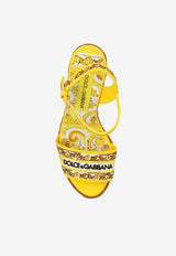 Dolce 
Gabbana 90 Majolica Embroidered Wedge Sandals Yellow CZ0318 AV804-8Q728