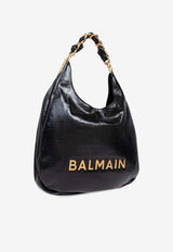 Balmain Large 1945 Embossed Monogram Hobo Bag Black DN1BT929 LETF-0PA