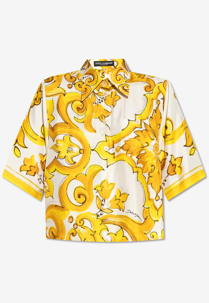 Dolce 
Gabbana Majolica Print Silk Shirt Yellow F5S01T HI1TK-HG3TN