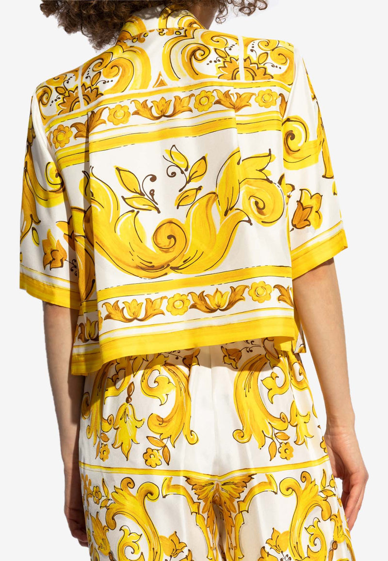 Dolce 
Gabbana Majolica Print Silk Shirt Yellow F5S01T HI1TK-HG3TN