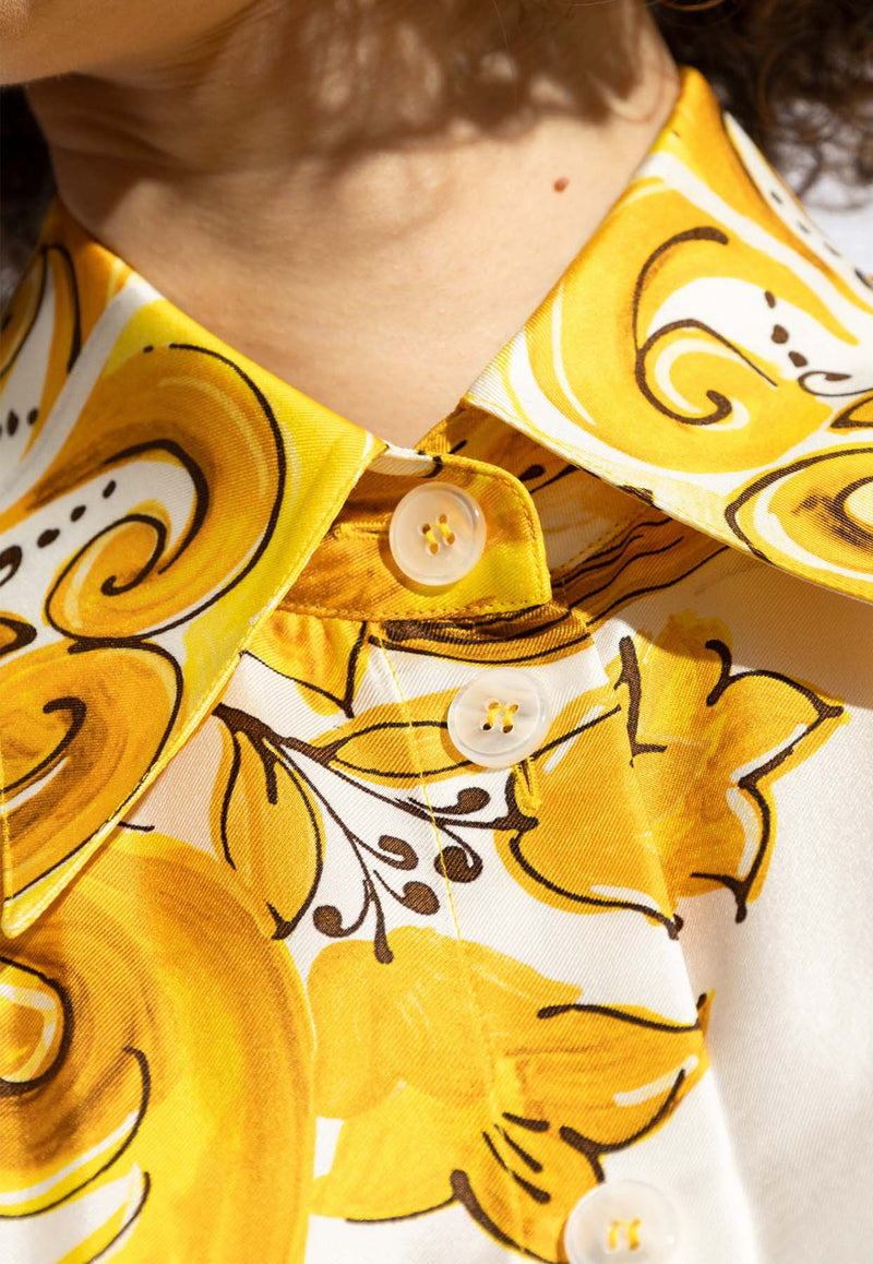 Dolce 
Gabbana Majolica Print Silk Shirt Yellow F5S01T HI1TK-HG3TN