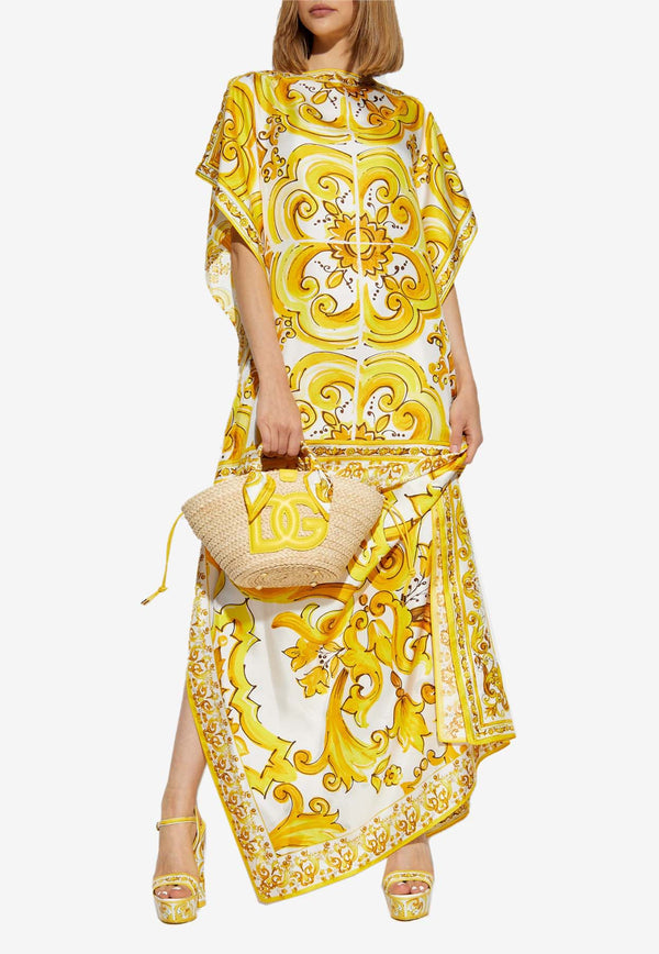 Dolce 
Gabbana Majolica Print Silk Maxi Kaftan Dress Yellow F6JDDT HI1TK-HG3TN