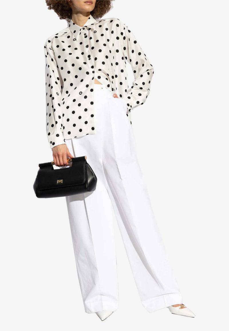 Dolce 
Gabbana Polka Dot Print Silk Shirt White F5S31T IS1VI-HWZRN