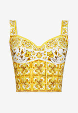 Dolce 
Gabbana Majolica Print Corset Top Yellow F7W98T HH5EA-HG3TN