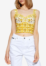 Dolce 
Gabbana Majolica Print Corset Top Yellow F7W98T HH5EA-HG3TN