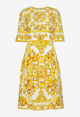 Dolce 
Gabbana Majolica Print Silk Dress Yellow F6ADST HPABL-HG3TN