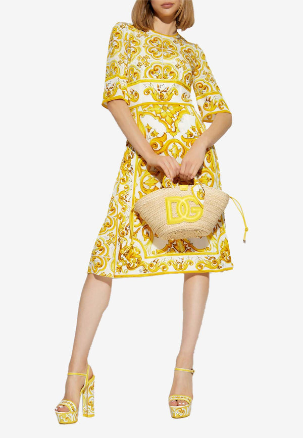 Dolce 
Gabbana Majolica Print Silk Dress Yellow F6ADST HPABL-HG3TN