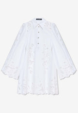 Dolce 
Gabbana Broderie Anglaise Mini Shirt Dress White F6JMIZ GDCJL-W0800