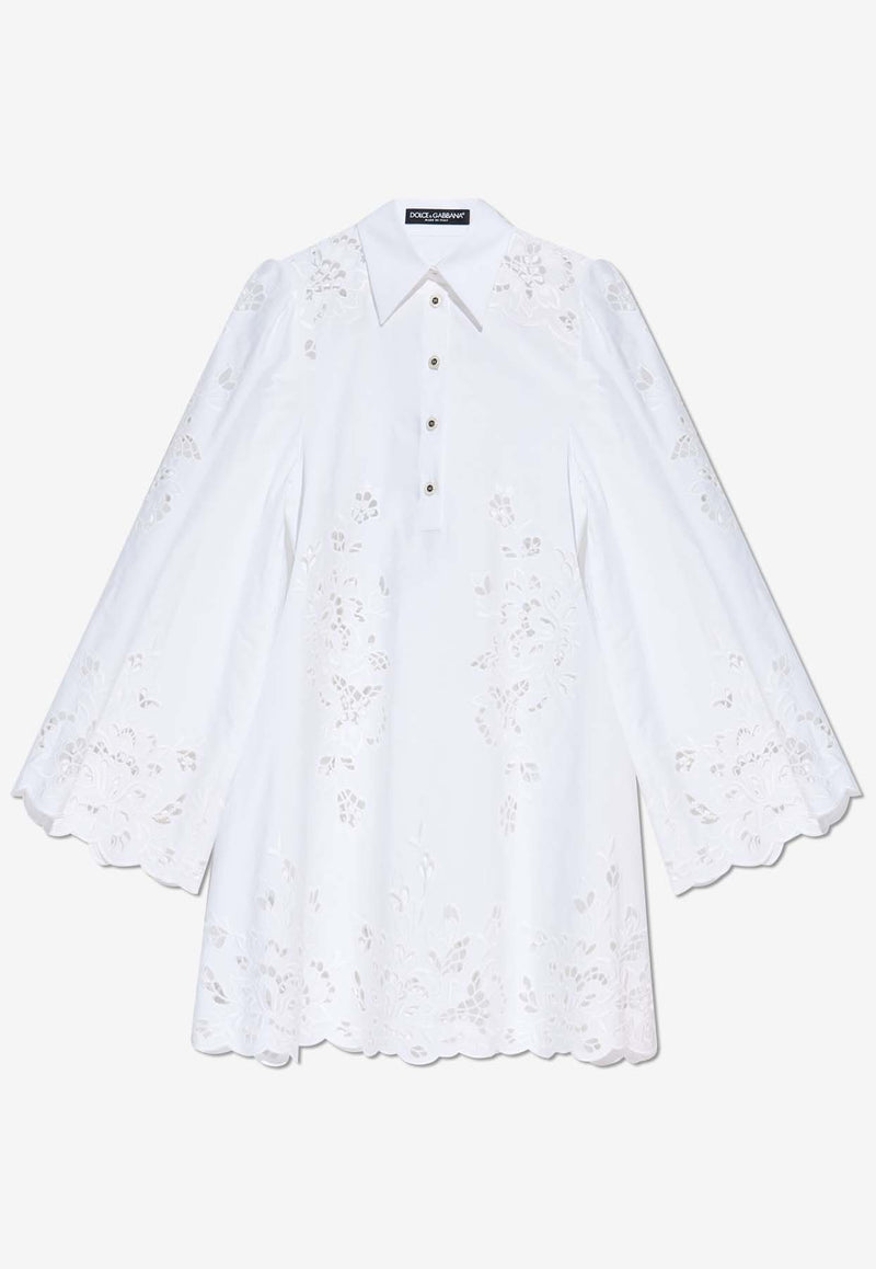 Dolce 
Gabbana Broderie Anglaise Mini Shirt Dress White F6JMIZ GDCJL-W0800