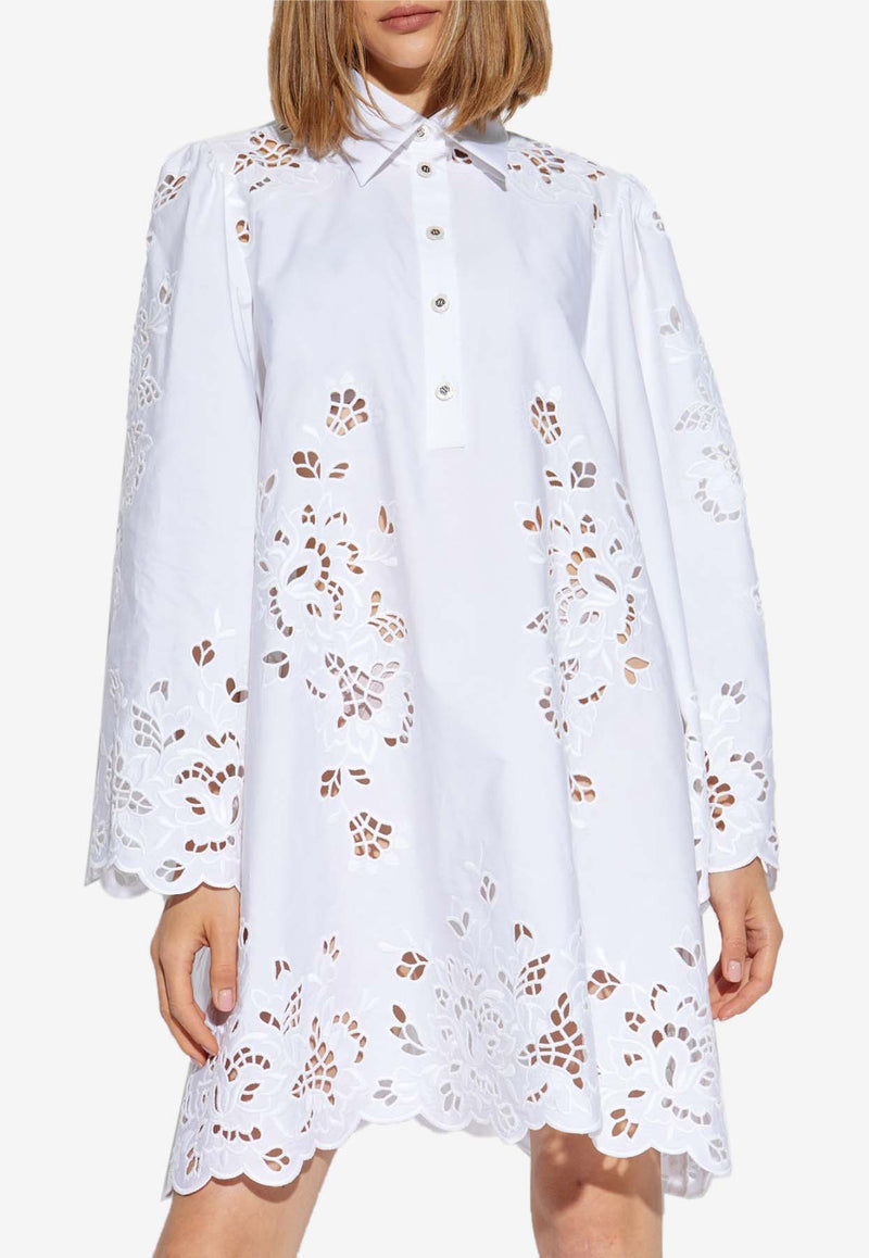 Dolce 
Gabbana Broderie Anglaise Mini Shirt Dress White F6JMIZ GDCJL-W0800