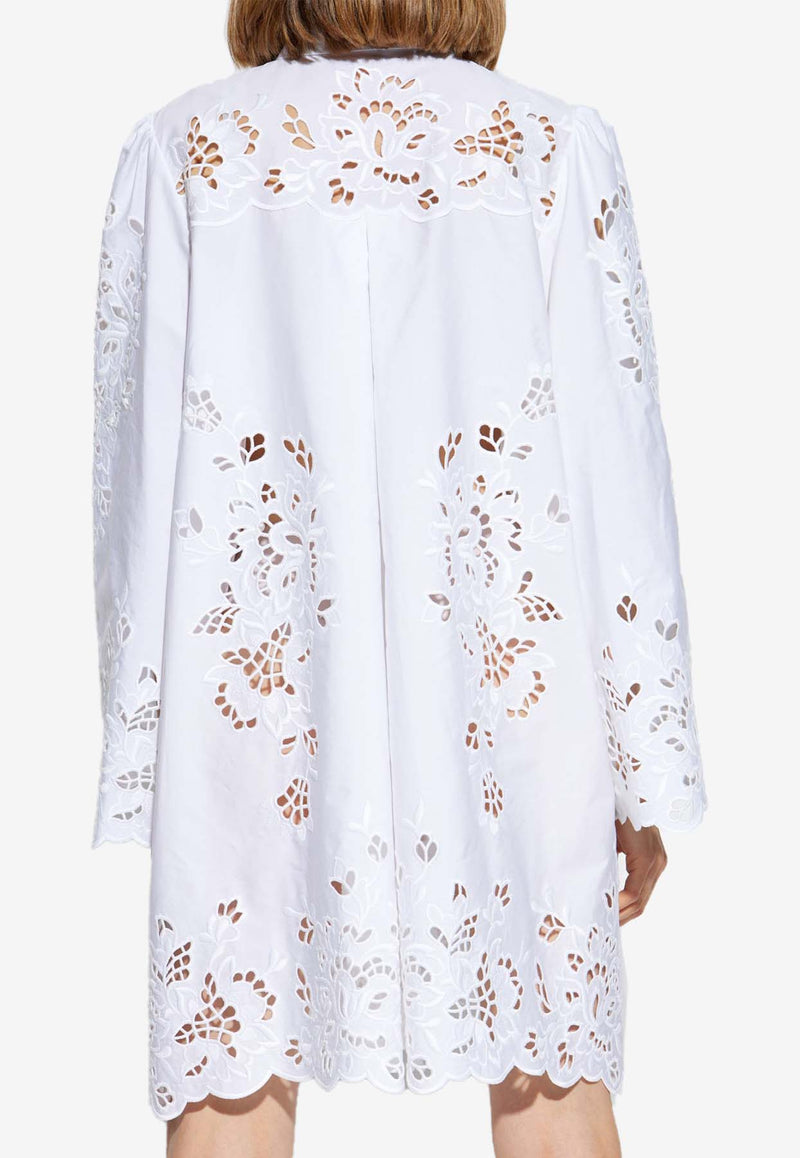 Dolce 
Gabbana Broderie Anglaise Mini Shirt Dress White F6JMIZ GDCJL-W0800