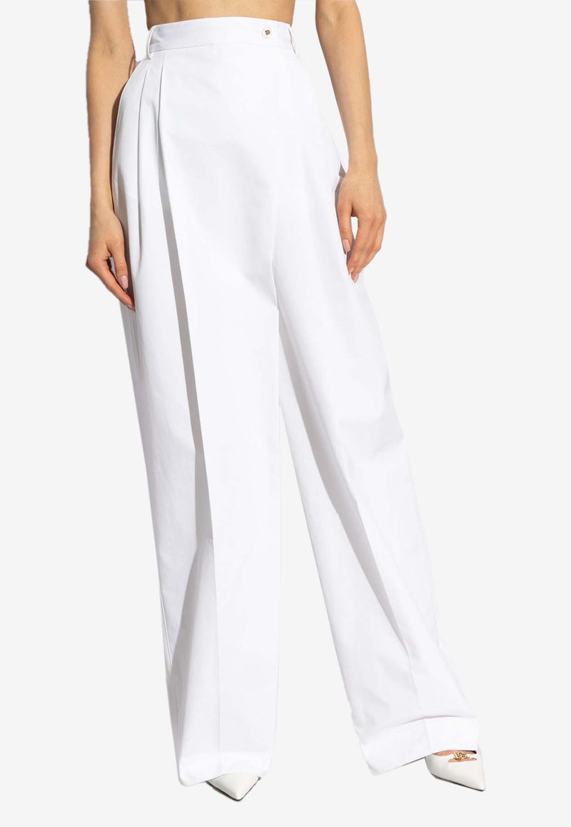 Dolce 
Gabbana High-Rise Pleated Flared Pants White FTC5GT FU61D-W0800