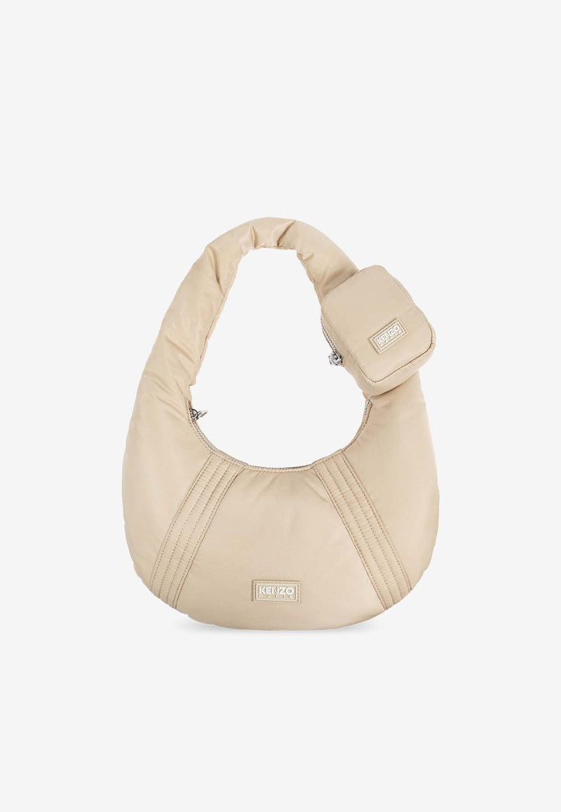 Kenzo Kenzogo Nylon Hobo Bag Beige FE62SA705 F01-11