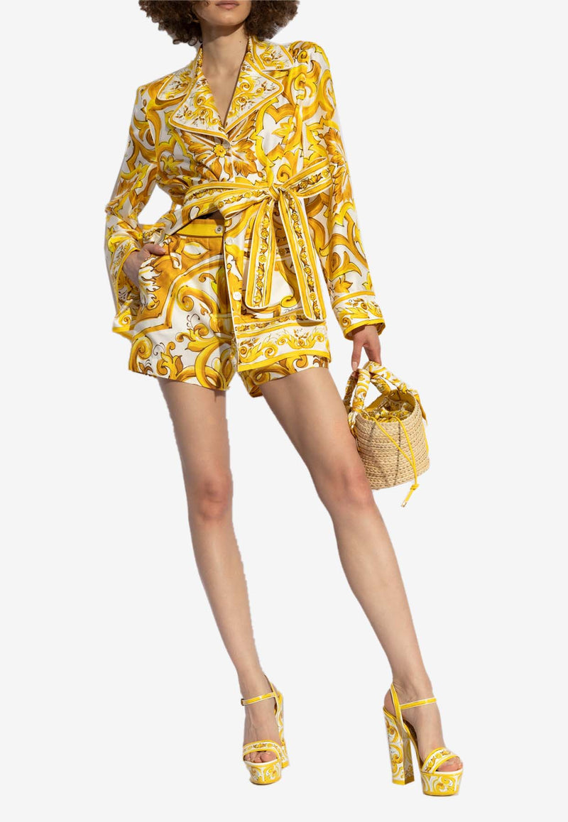 Dolce 
Gabbana Majolica Print Belted Pajama Shirt Yellow F5Q03T HI1TK-HG3TN