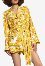 Dolce 
Gabbana Majolica Print Belted Pajama Shirt Yellow F5Q03T HI1TK-HG3TN