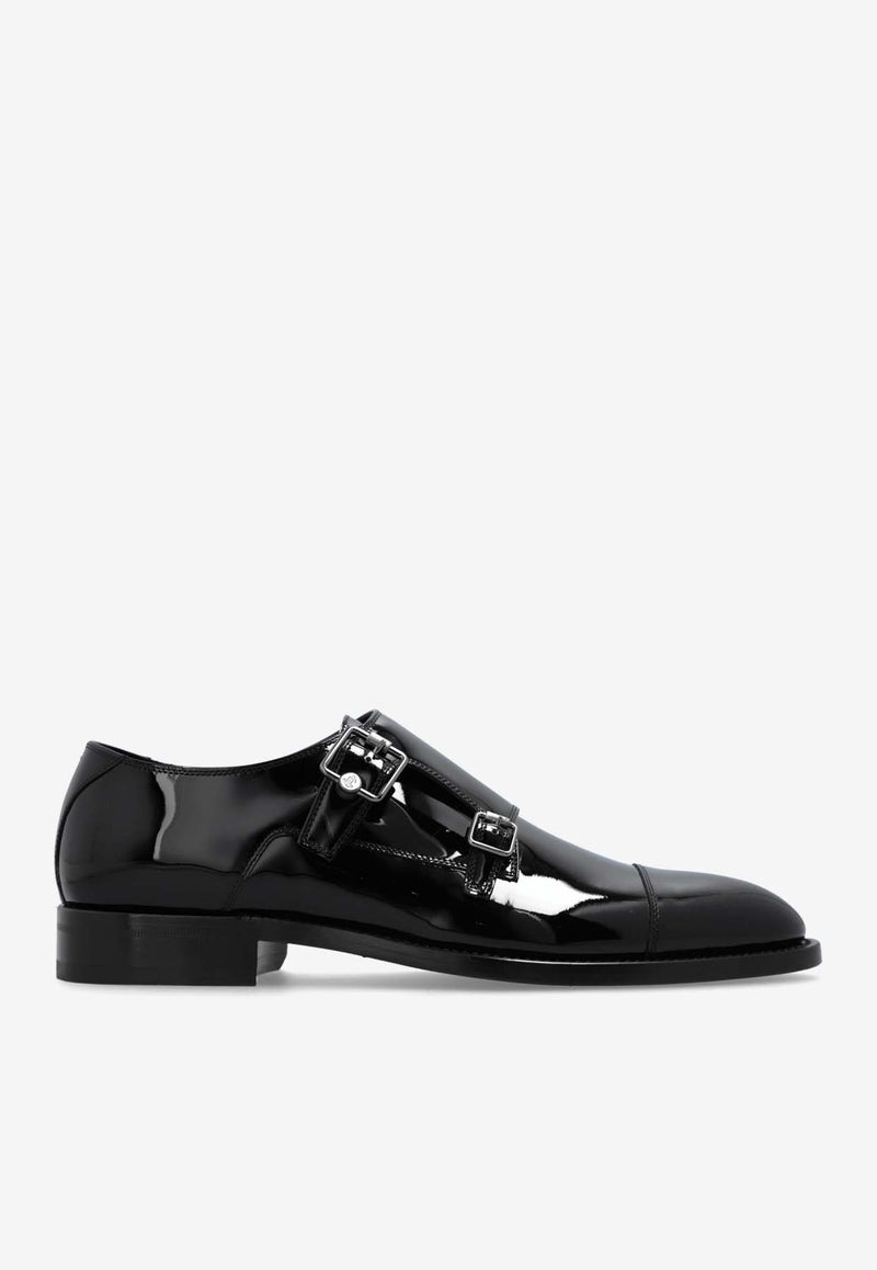 Jimmy Choo Finnion Monk Strap Shoes in Patent Leather  Black FINNION MONKSTRAP PAT-BLACK