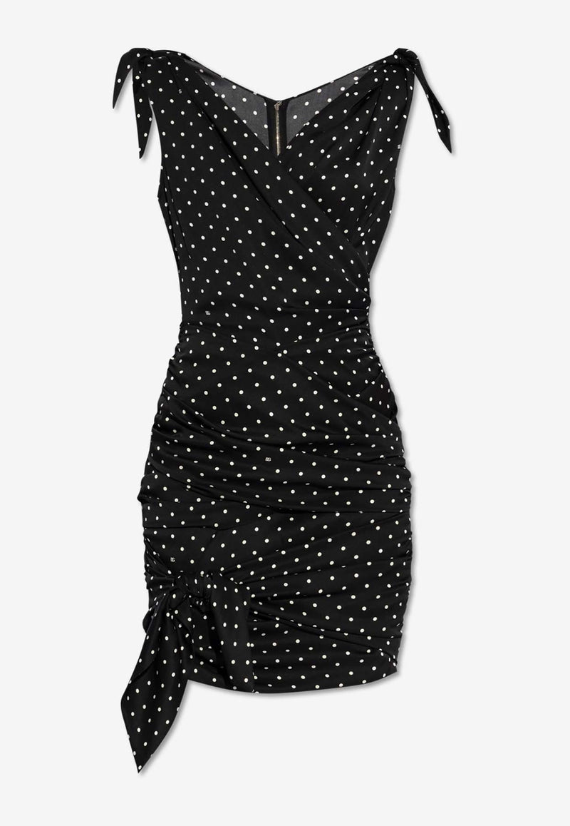 Dolce 
Gabbana Draped Polka Dot Mini Dress Black F6I2DT FSA63-HNZPW