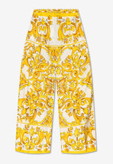 Dolce 
Gabbana Majolica Print Wide-Leg Silk Pants Yellow FTC63T HI1BE-HG3TN