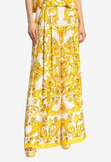 Dolce 
Gabbana Majolica Print Wide-Leg Silk Pants Yellow FTC63T HI1BE-HG3TN