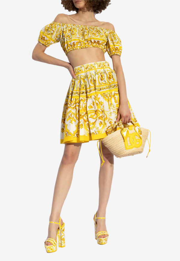 Dolce 
Gabbana Majolica Print Off-Shoulder Top Yellow F755RT HH5BA-HG3TN