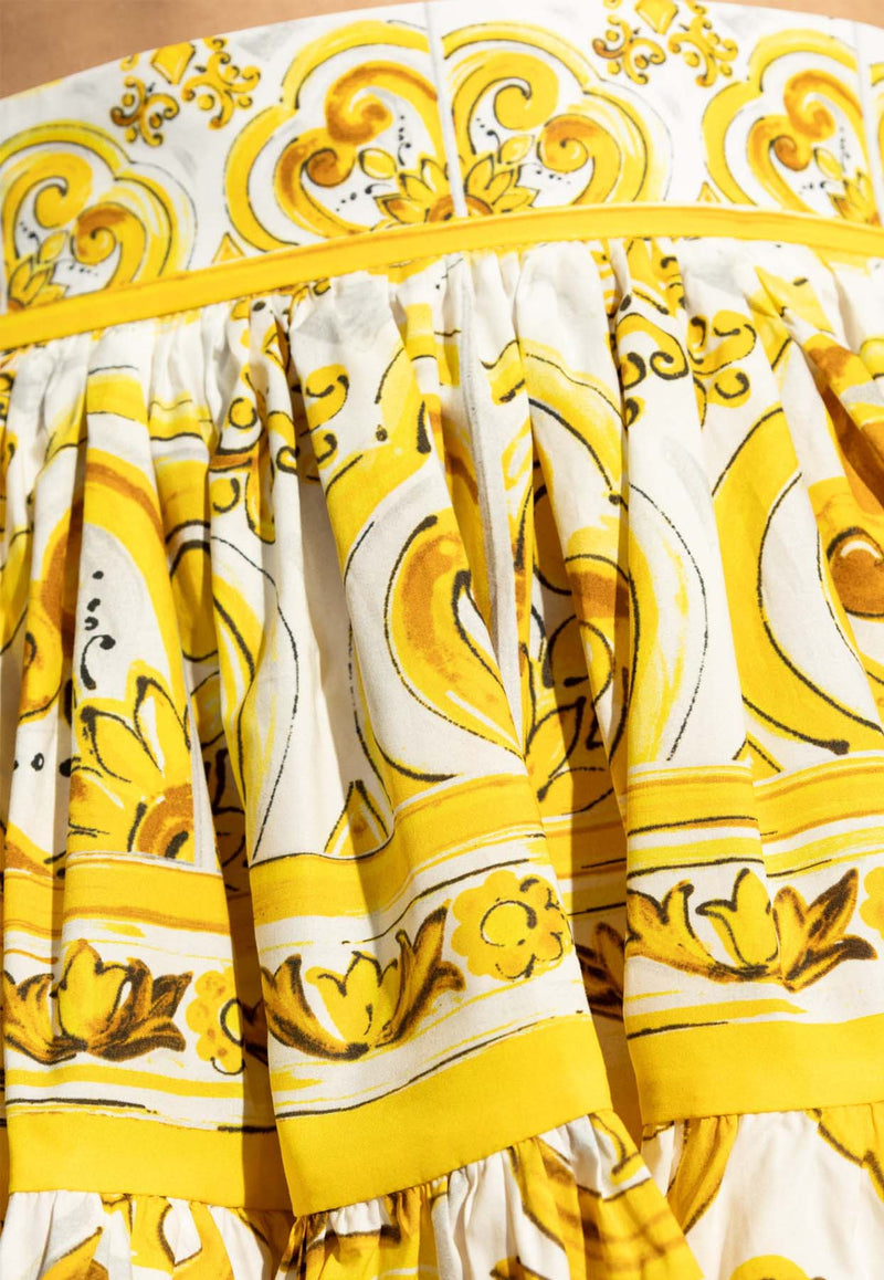 Dolce 
Gabbana Majolica Print Off-Shoulder Top Yellow F755RT HH5BA-HG3TN