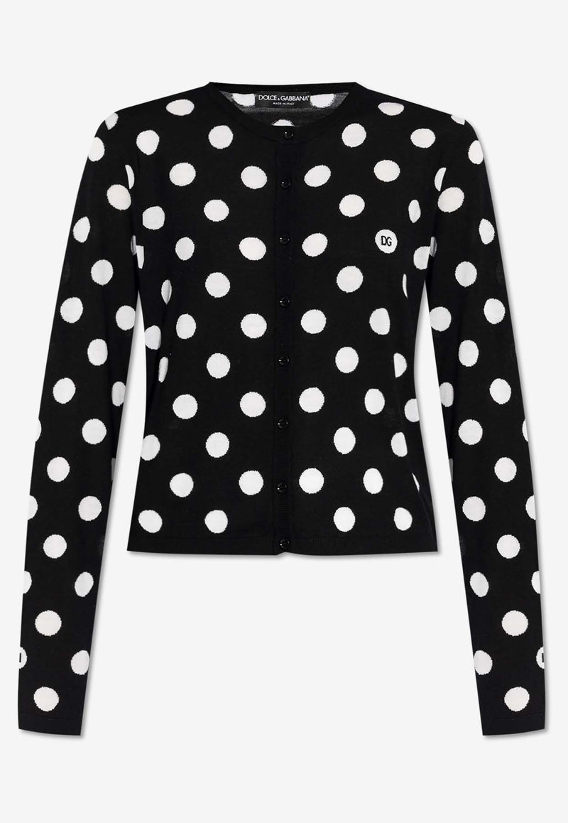 Dolce 
Gabbana Polka Dot Wool Blend Cardigan Black FXV28T JCVYK-N0004