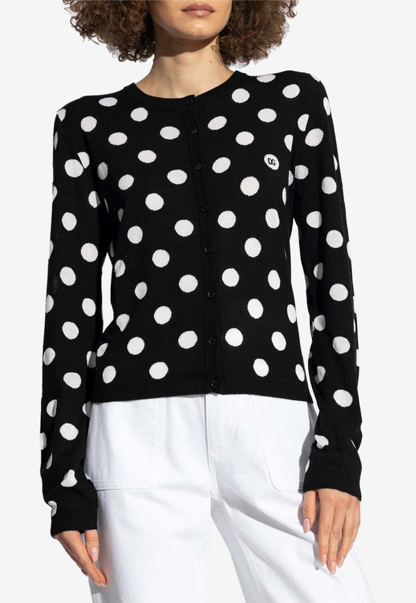 Dolce 
Gabbana Polka Dot Wool Blend Cardigan Black FXV28T JCVYK-N0004