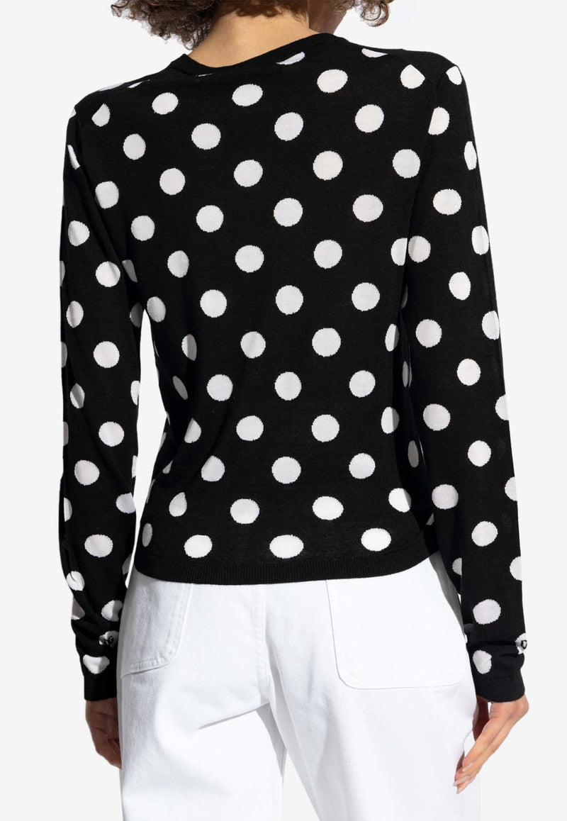 Dolce 
Gabbana Polka Dot Wool Blend Cardigan Black FXV28T JCVYK-N0004