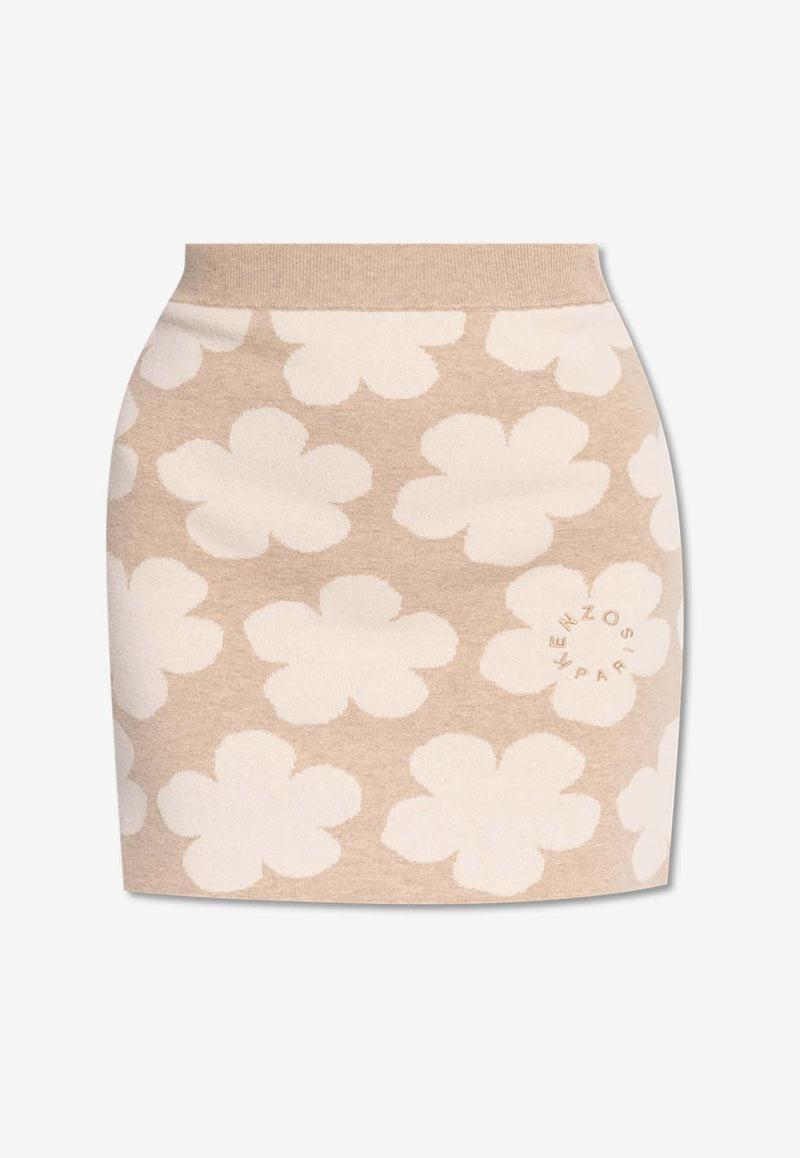 Kenzo Hana Dots Embroidered Mini Skirt Beige FE62JU462 3CN-11