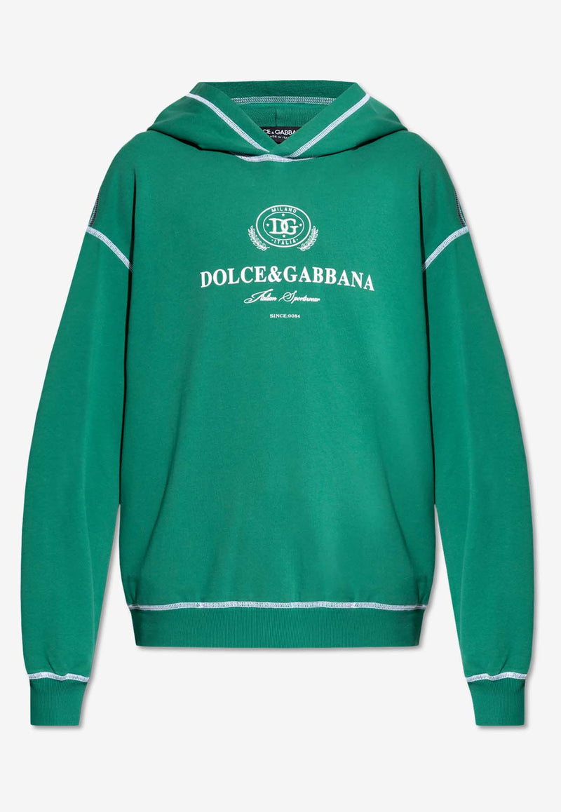 Dolce 
Gabbana DG Logo Print Hooded Sweatshirt Green G9BDXZ G7NON-V0403