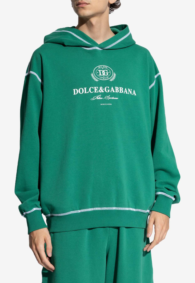 Dolce 
Gabbana DG Logo Print Hooded Sweatshirt Green G9BDXZ G7NON-V0403