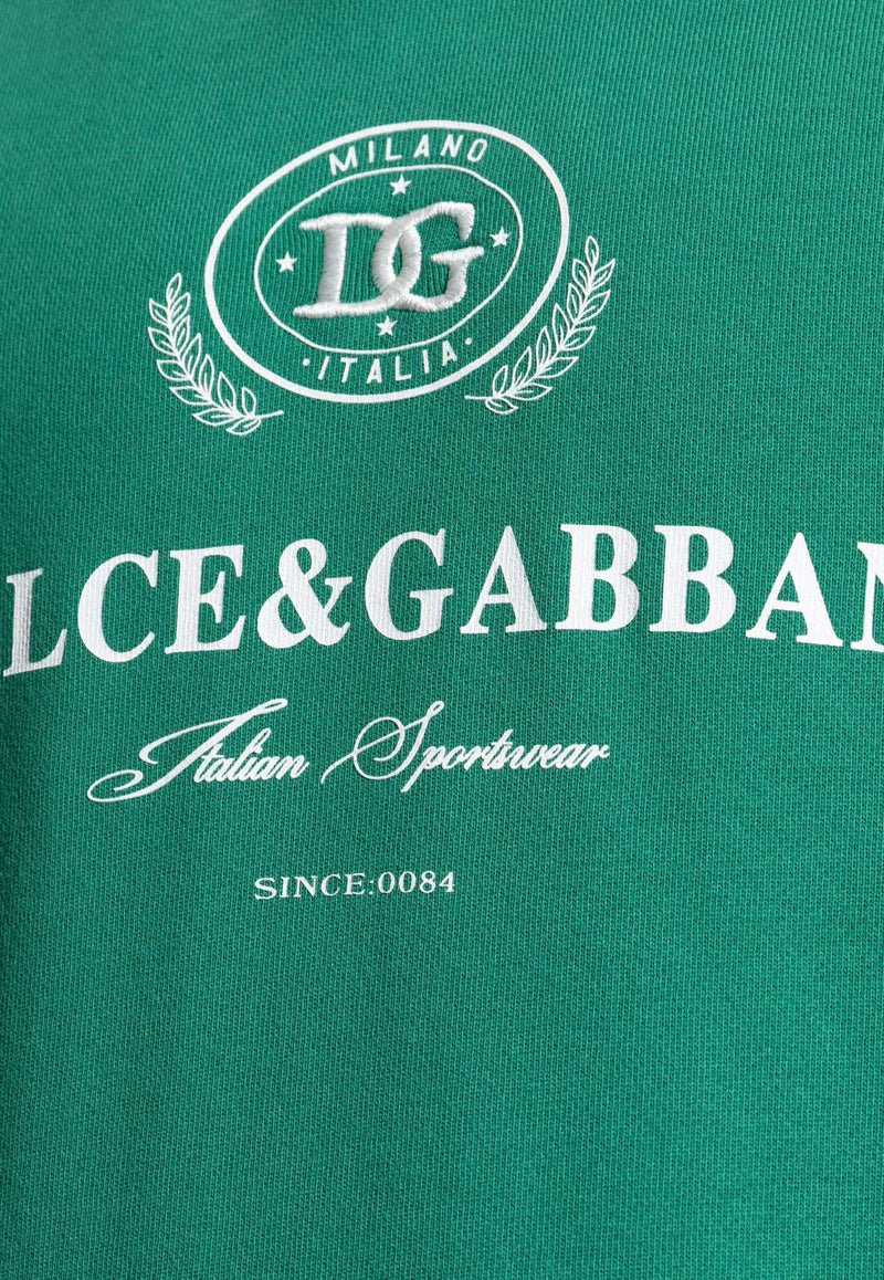 Dolce 
Gabbana DG Logo Print Hooded Sweatshirt Green G9BDXZ G7NON-V0403