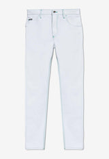 Dolce 
Gabbana Logo Plaque Straight-Leg Jeans White GYJCCD G8KW4-S9001