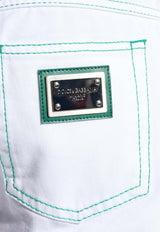 Dolce 
Gabbana Logo Plaque Straight-Leg Jeans White GYJCCD G8KW4-S9001