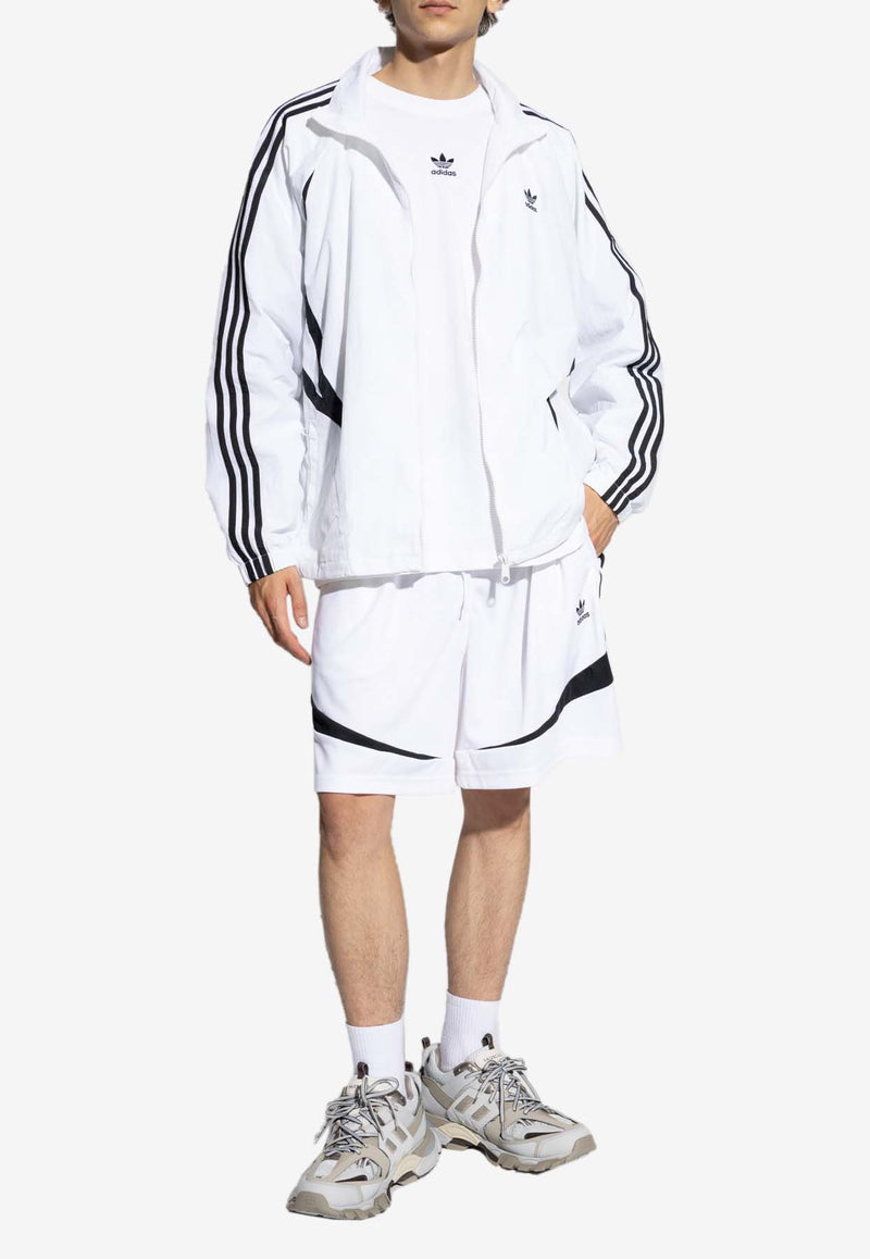 Adidas Originals Archive Trefoil Embroidered Track Shorts White IZ4828 0-WHITE BLACK