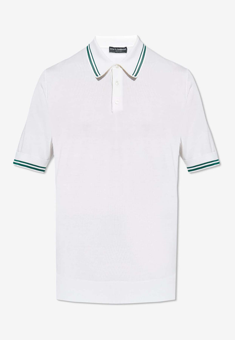 Dolce 
Gabbana Logo Silk Polo T-shirt White GXZ02T JBSJW-W0800