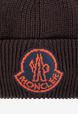 Moncler Logo Patch Wool Beanie Brown J20913B00019 M1282-687