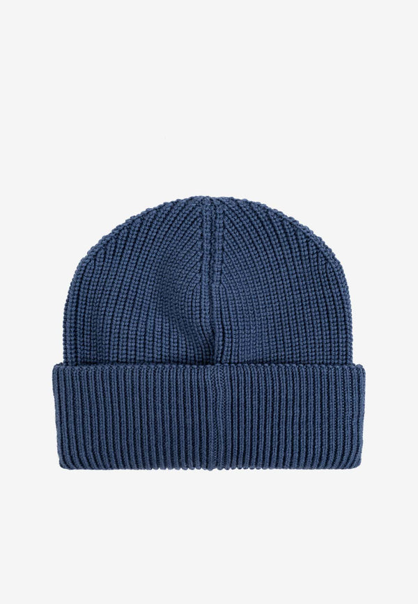 Moncler Logo Patch Wool Beanie Blue J20913B00019 M1282-71G