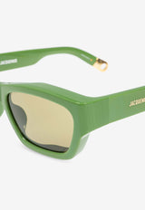 Jacquemus The Meridiano Trapezoid Sunglasses Khaki JAC9C3SUN 0-0