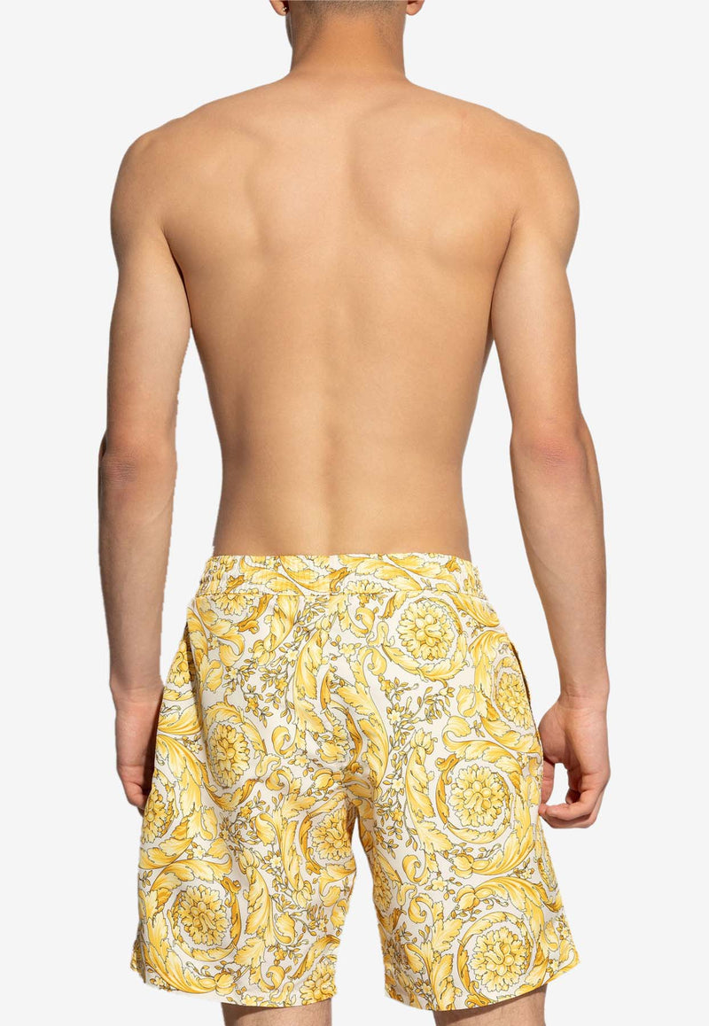 Versace Barocco Print Boardshorts Yellow KĄPIELOWE ABU05021 1A11356-5K410