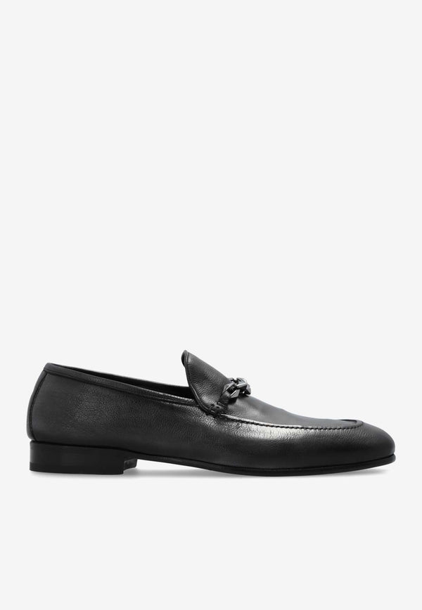 Jimmy Choo Marti Reverse Leather Loafers Black MARTI REVERSE OVD-BLACK