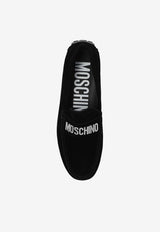 Moschino Logo Plaque Suede Loafers Black MB10020G1L GF0-00A