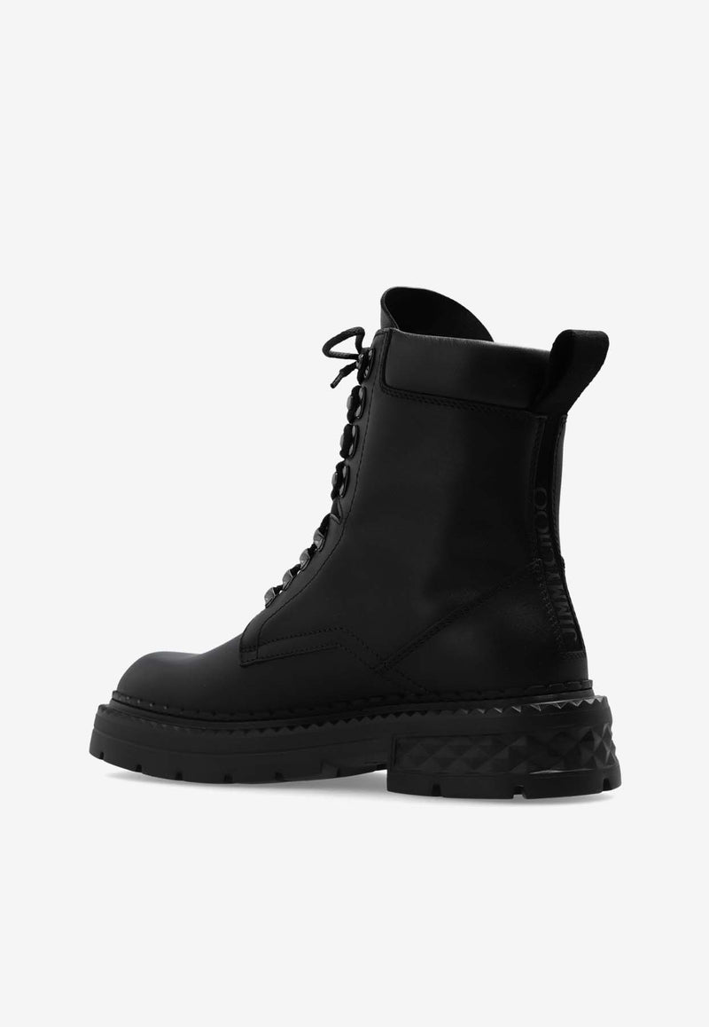 Jimmy Choo Marlow Leather Combat Boots Black MARLOW COMBAT BOOT LXB-BLACK