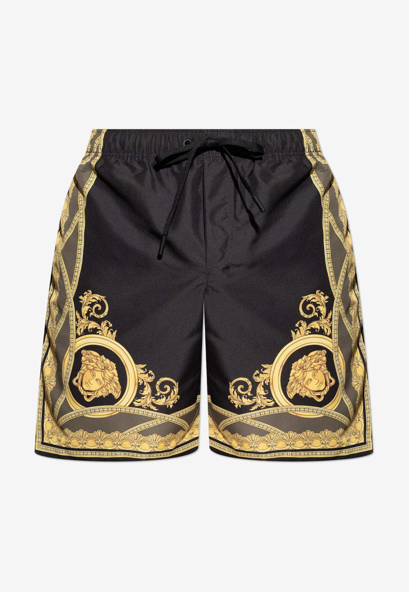 Versace La Coupe Des Dieux Print Swim Shorts Black KĄPIELOWE 1016218 1A11364-5BC60