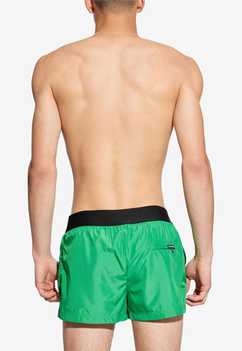 Dolce 
Gabbana Logo Waistband Swim Trunks Green KĄPIELOWE M4F27T FUSFW-V0396